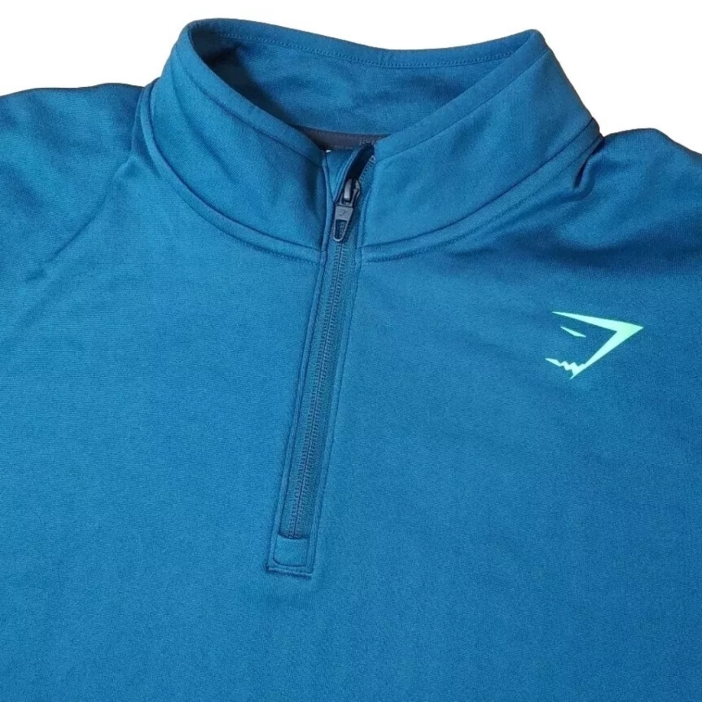 Gymshark Apex Sweatshirt Adult Sz 3X Teal Green Fleece Lined Thumbholes Qtr Zip